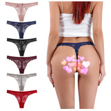 Pack De 6 Tangas Sexy De Mujer, Pantaletas Bragas De Encaje