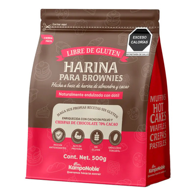 Harina Sin Gluten Para Brownies y postres de chocolate | Base de almendra , cacao & chispas de chocolate | Endulzada Naturalmente Con Dátil | Contenido Neto : 500 gramos || KampoNoble | MercadoLibre