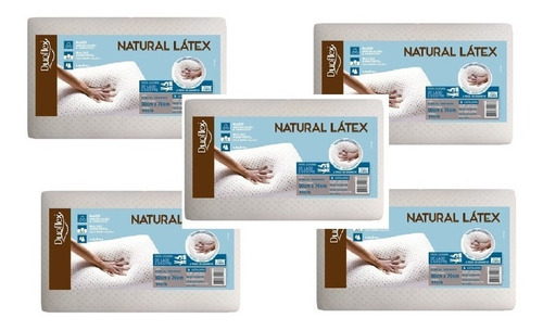 Kit 5 Travesseiros Duoflex Natural Latex 50x70x14