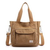 Bolso De Hombro Grande De Lona En U Simple Casual Para Mujer