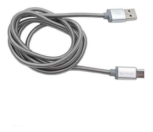 Cable Premium Tipo C A Usb Carga Rapida Metalico 2.1a Skyway Color Plateado