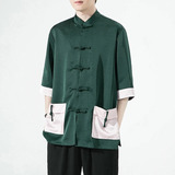 Camisa Tipo Kimono Para Hombre, Blusa Tang Para Hombre, Zhon