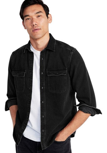 Camisa Manga Larga Denim Workwear Negro