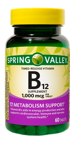 Spring Valley Vitamina B12 1000mcg Con 60 Tabletas