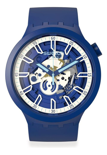 Swatch Iswatch Reloj Unisex De Cuarzo Azul Sb01n102