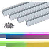 Set De Canales De Aluminio Y Luces Led Neon Rgb - ¡brillo De