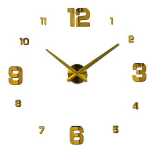 Reloj De Pared 3d Tamaño Grande 100 X 100 Cm Color Plateado 