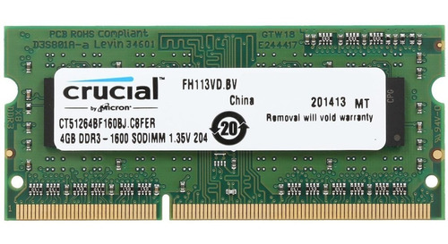 Memoria Ram Color Verde 4gb 1 Crucial Ct51264bf160bj