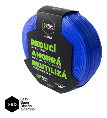 Filamento Pla Impresora 3d Hellbot Ecofila Recarga 1kg 1.75 Azul