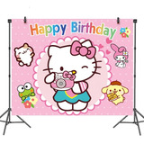 Tela Fondo Hello Kitty Pendon Cumpleaños Decoración