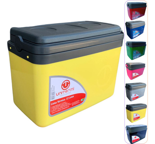 Caixa Térmica Cooler Floripa 7,5l C/alça Tampa Bandeja Praia Cor Amarelo