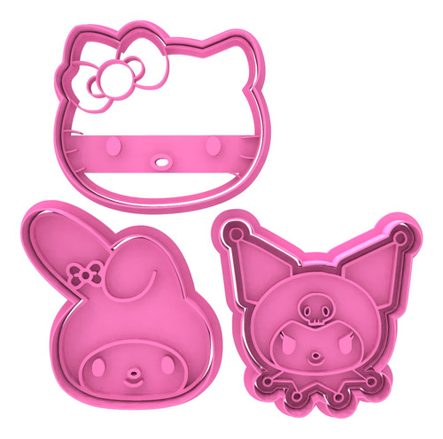 Pack X3 Cortante Y Sello Hello Kitty Kuromi My Melody