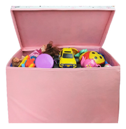 Baú Rosa Organizador Multiuso Guarda Brinquedos Roupa Grande