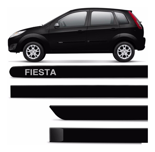 Friso Lateral Fiesta Hatch Sedan 2011 A 2014 Preto Ebony