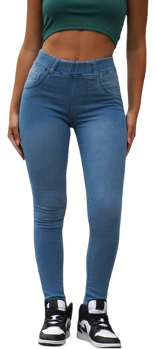 Pantalon Jeggings Calzas De Jean Sin Boton Mujer Premium Ldv
