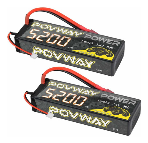 Baterias Lipo (2) 7.4v 5200mah Rc Povway