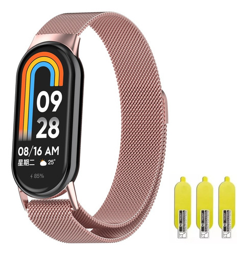 Correa Para Xiaomi Mi Band 8 Malla Milanese + 3 Micas