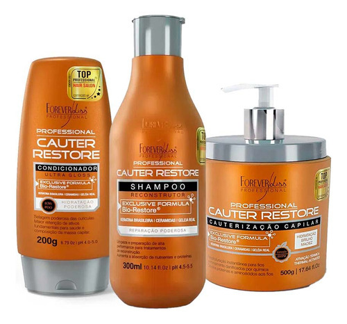 Kit Cauterização Forever Liss Shampoo Condicionador Máscara