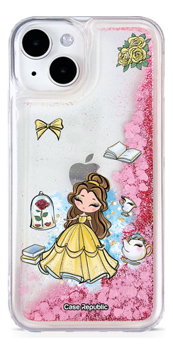 Funda Celular Para iPhone La Bella Disney Glitter Liquida