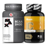 Bcaa 2400mg 100 Caps Max Titanium + Vitamina C Growth