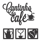 Kit Cantinho Do Café 4 Peças 30cm Decoração De Cozinha Mdf