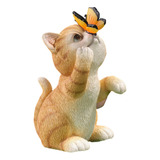 Hhh Estatua De Gato Para Jardín, Figura De Gatito, Mariposa,