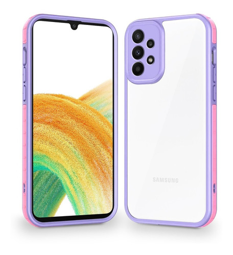 Funda Para Samsung Protección Cámara Acrílico Rígido Bicolor