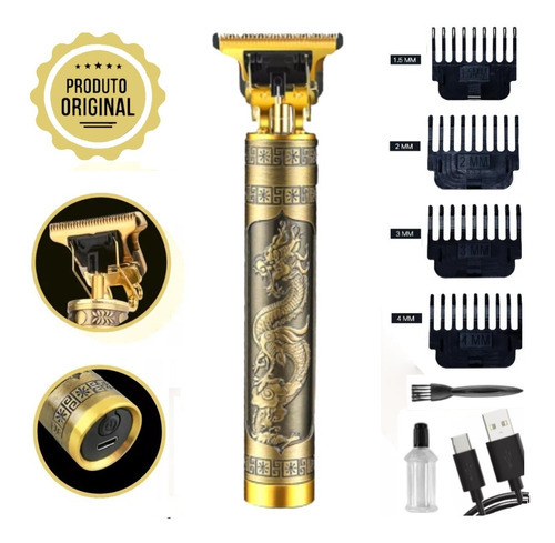 Máquina De Barbear E Cortar Cabelo Profissional 110v/220v Cor Dourado