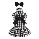 Cutebone Houndstooth Perro Vestido Terciopelo Cuello Alto Ca