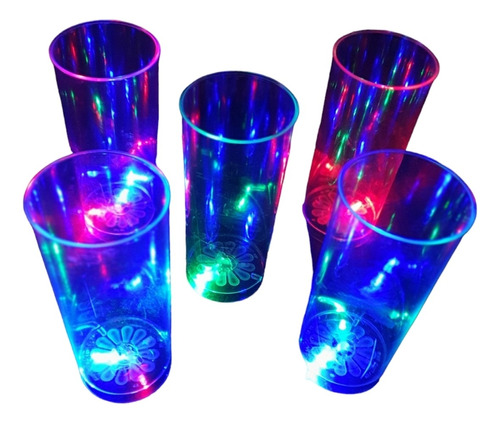 75 Vasos Luminosos Luz Led Con Boton Fiesta Cotillon 15 Años