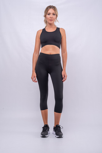 Corpiño Deportivo Negro Mujer + Calza 3/4 Deportiva De Mujer