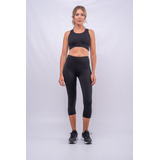 Corpiño Deportivo Negro Mujer + Calza 3/4 Deportiva De Mujer