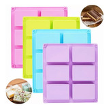 4 Pcs De Silicon Rectangulares Con 6 Cavidades De Reposteria