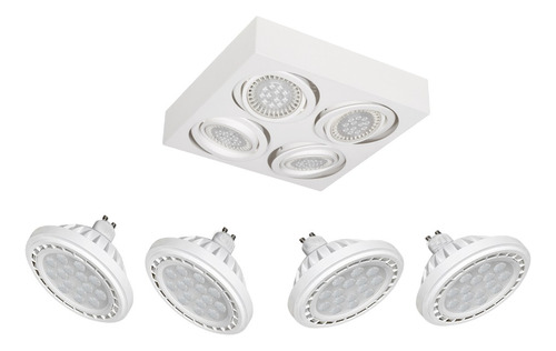 Spot Plafón Box Eco 4 Luces Móvil Con Halospot Ar111 Led