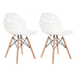 Kit 2 Cadeiras Akron Eames Preta Estrutura Da Cadeira Branco Assento Branco