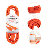 Extensión Eléctrica Uso Rudo Multicontacto 7 M. Cable De Cobre Cal.16 Awg. Divitech® Color Naranja 3 Tomas De Corriente