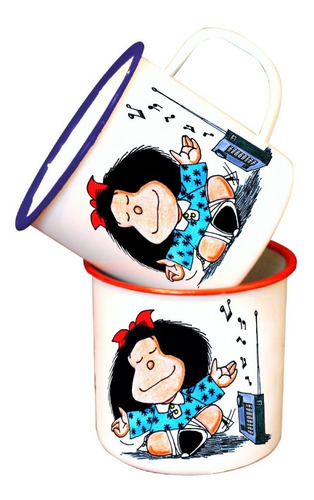 * Taza Pocillo Peltre Mafalda Vintage * Filo Color 300 Ml