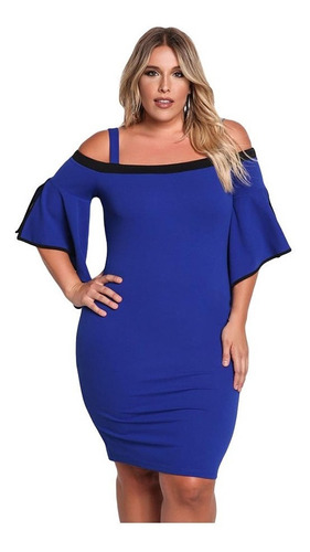 Vestido Feminino Moda Chic Plus Size Ciganinha Tubinho Midi