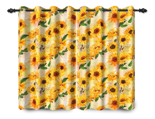 Cortinas Opacas De Girasol Para Cocina Y Baño, 100 X 220 Cm