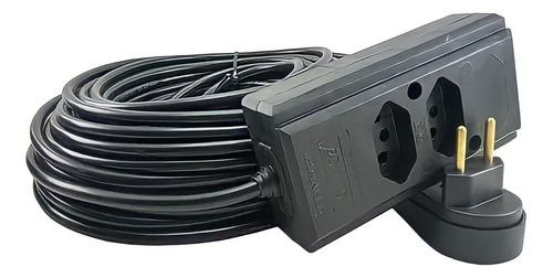 Extensão Elétrica 15 Metros 10a/20a Cabo Pp 2x1,5 Reforçada Cor Preto 127v/220v