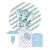 Kit Painel 150 Diam E 3 Cilindros Elefantinho Azul Chá Bebê