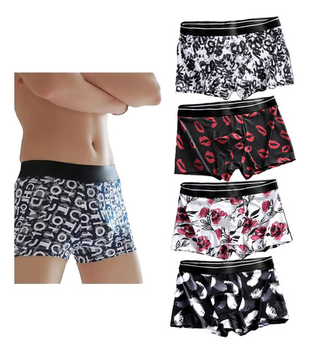 Paquete De 4 Boxerscalzoncillos Seda De Hielo Para Hombre