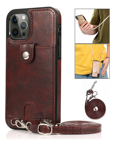 Capa Para iPhone Capinha Celular Couro Case Com Tipo Bolsa