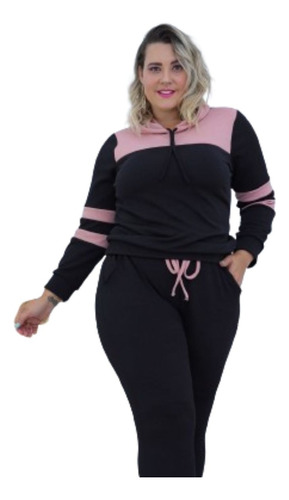 Conjunto Plus Size Moletom Feminino G1 Ao G3 Malha Crepe