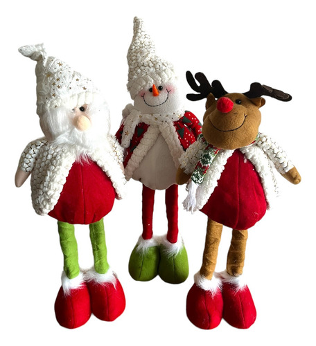 Pack 3 Monos Patas Larga 60 Cms Navidad Adorno