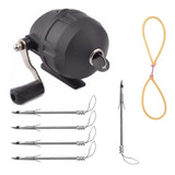 Carretilha Com Linha + 5 Dardo Pesca + Elástico P Estilingue