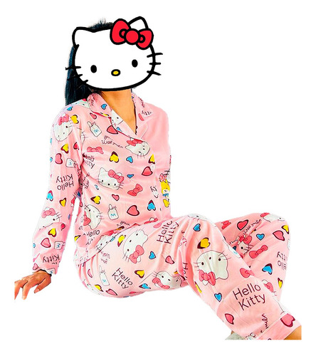 Pijama De Hello Kitty Dama Moda Pantalón, Playera Y Calcetas