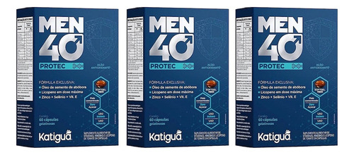 Kit 3 Men 40 Protec 60 Capsulas Licopeno Selênio - Katigua