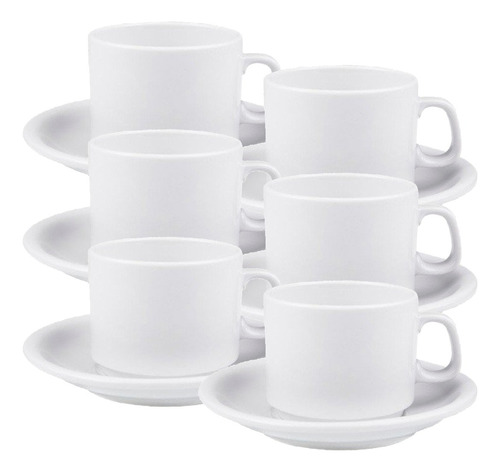 X6 Taza Desayuno C/plato Línea Recta, Porcelana Verbano