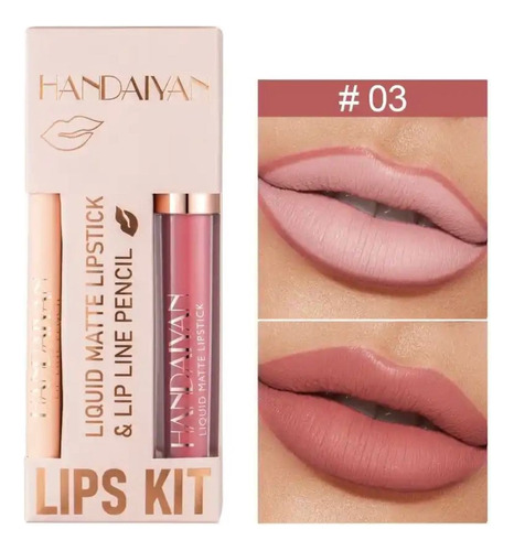 Kit Batom Gloss Com Lápis Contorno Labial Boca Volumosa 